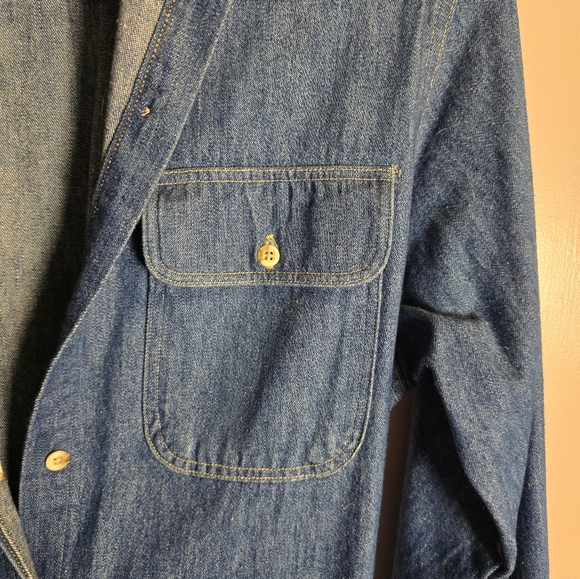 L.L. Bean Vintage Blue Denim Long Shirt Dress Size 12 - Picture 3 of 4